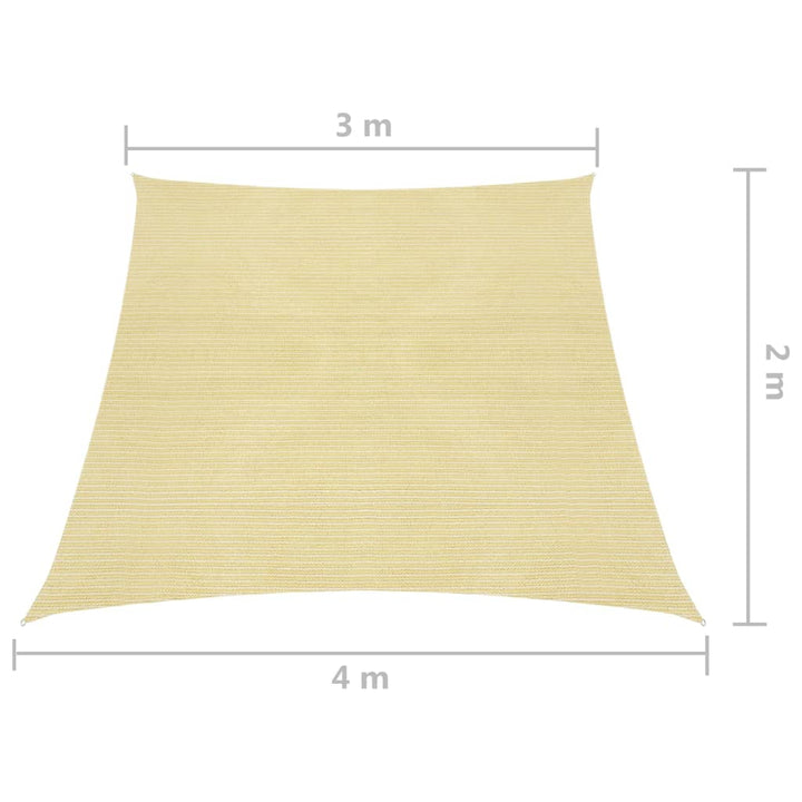 Zonnezeil 160 g/m² 3/4x2 m HDPE beige