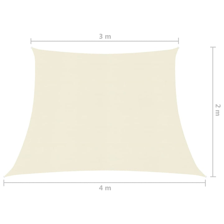 Zonnezeil 160 g/m² 3/4x2 m HDPE crèmekleurig