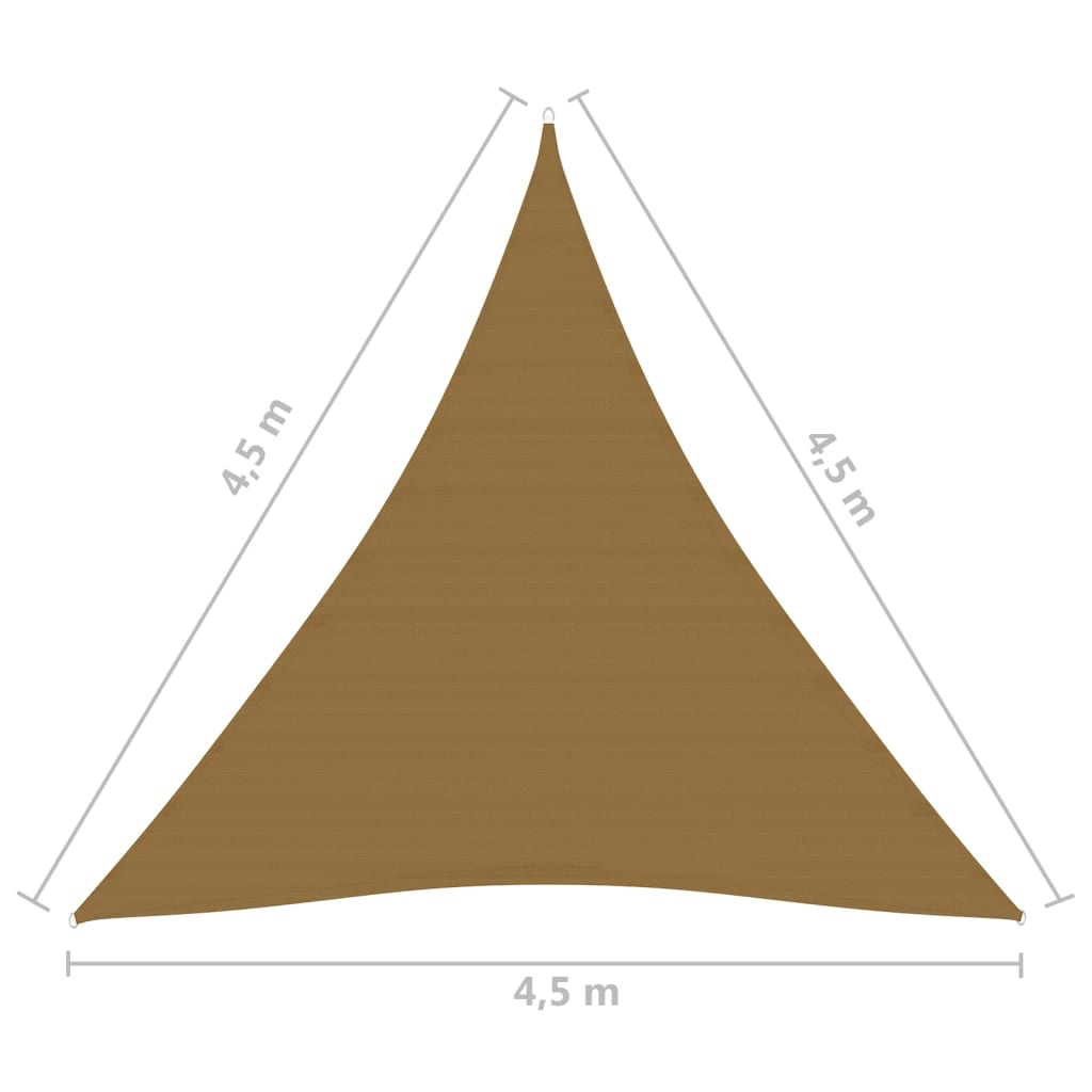 Zonnezeil 160 g/m² 4,5x4,5x4,5 m HDPE taupe