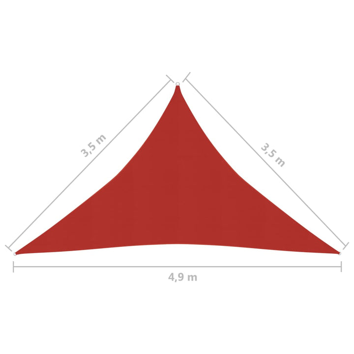 Zonnezeil 160 g/m² 3,5x3,5x4,9 m HDPE rood