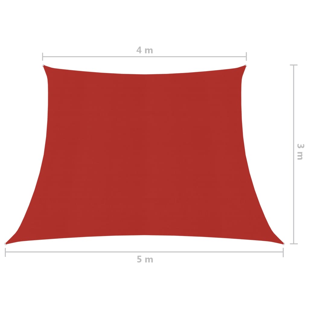 Zonnezeil 160 g/m² 4/5x3 m HDPE rood
