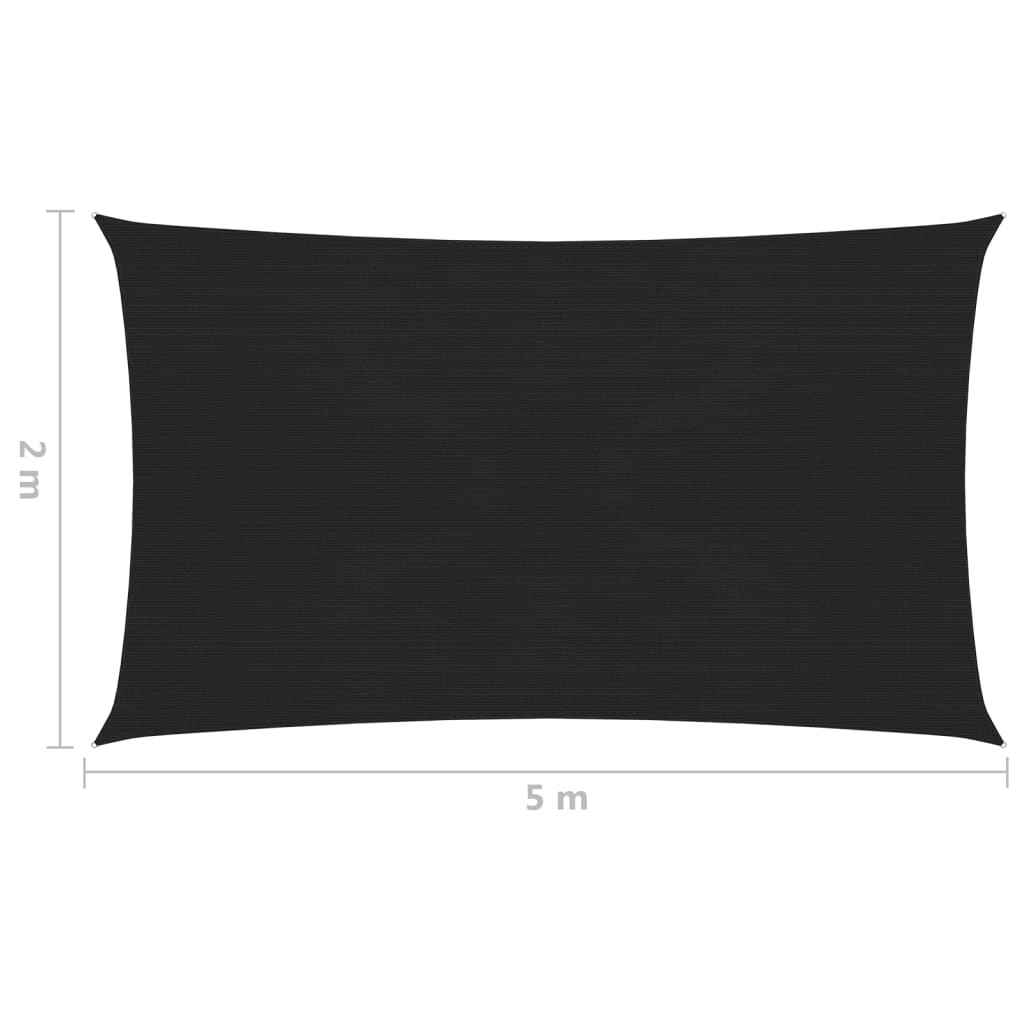 Zonnezeil 160 g/m² 2x5 m HDPE zwart