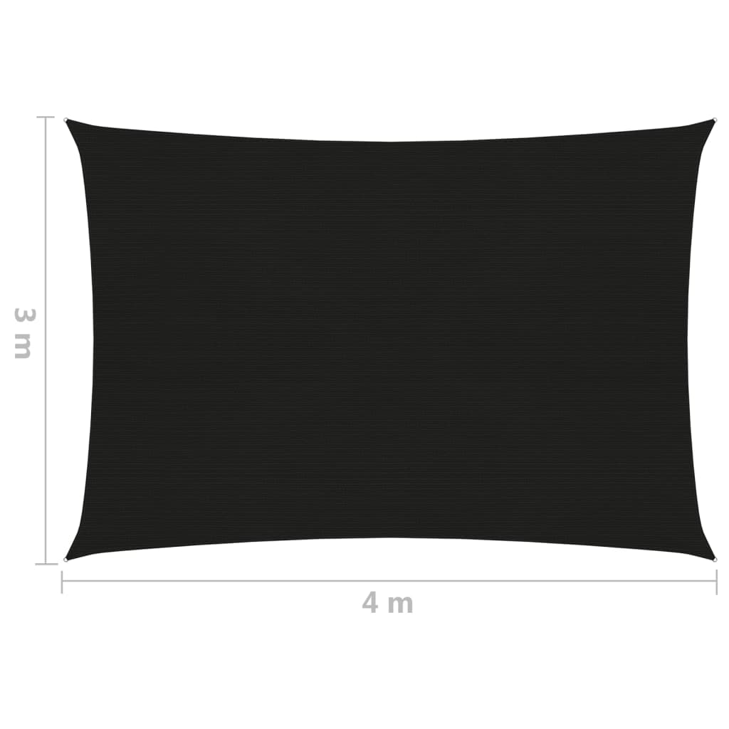 Zonnezeil 160 g/m² 3x4 m HDPE zwart