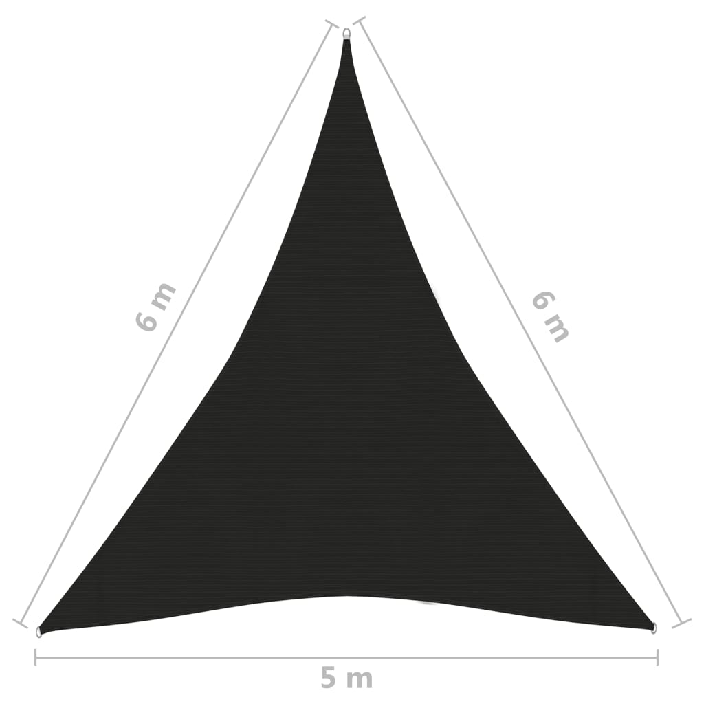 Zonnezeil 160 g/m² 5x6x6 m HDPE zwart