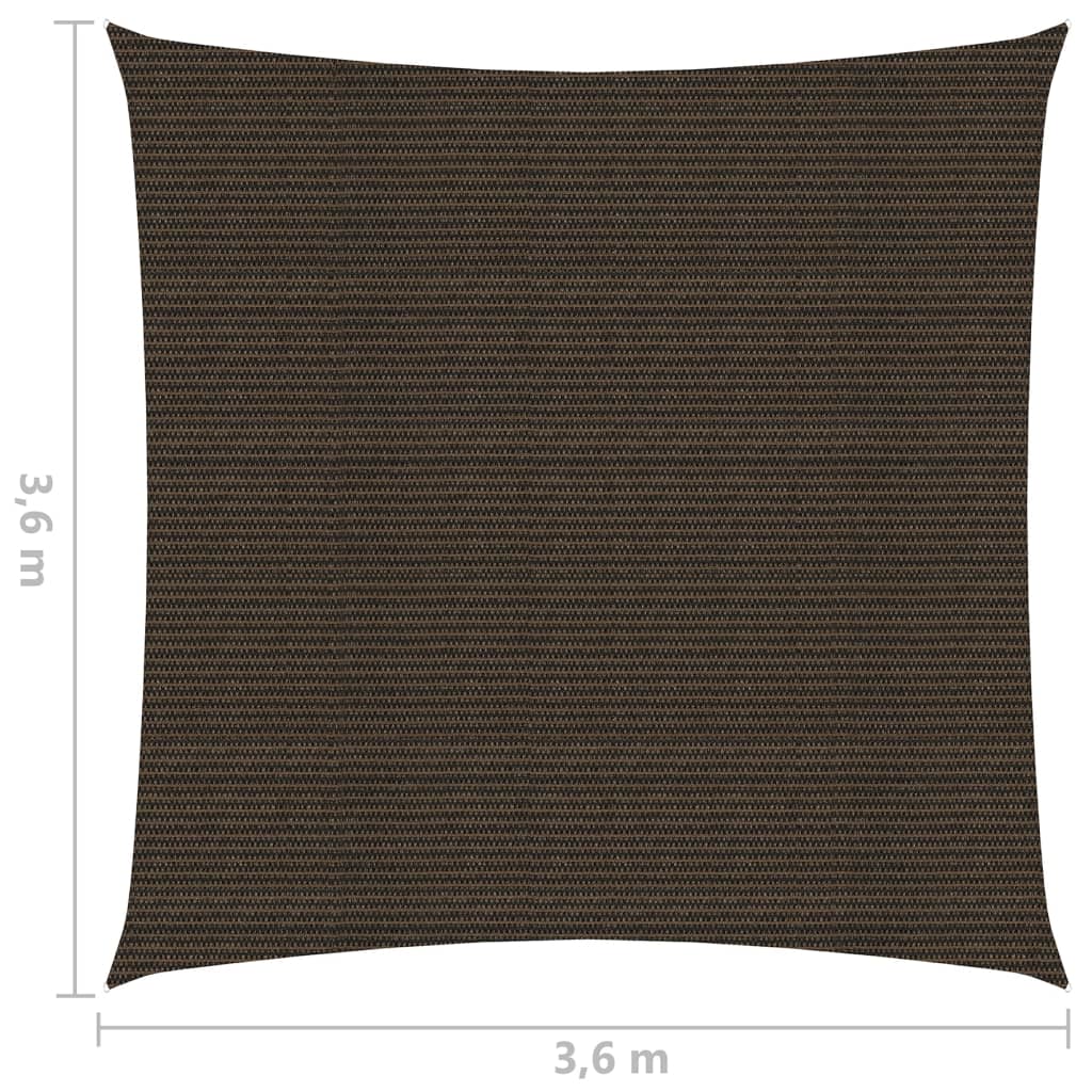 Zonnezeil 160 g/m² 3,6x3,6 m HDPE bruin