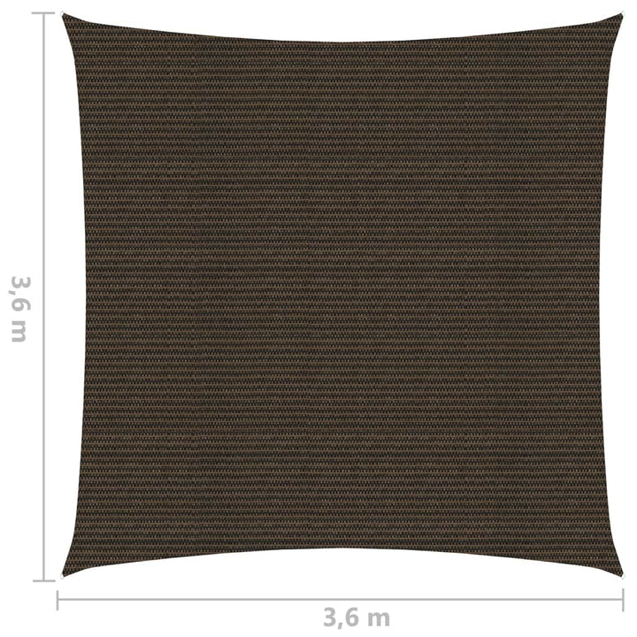 Zonnezeil 160 g/m² 3,6x3,6 m HDPE bruin