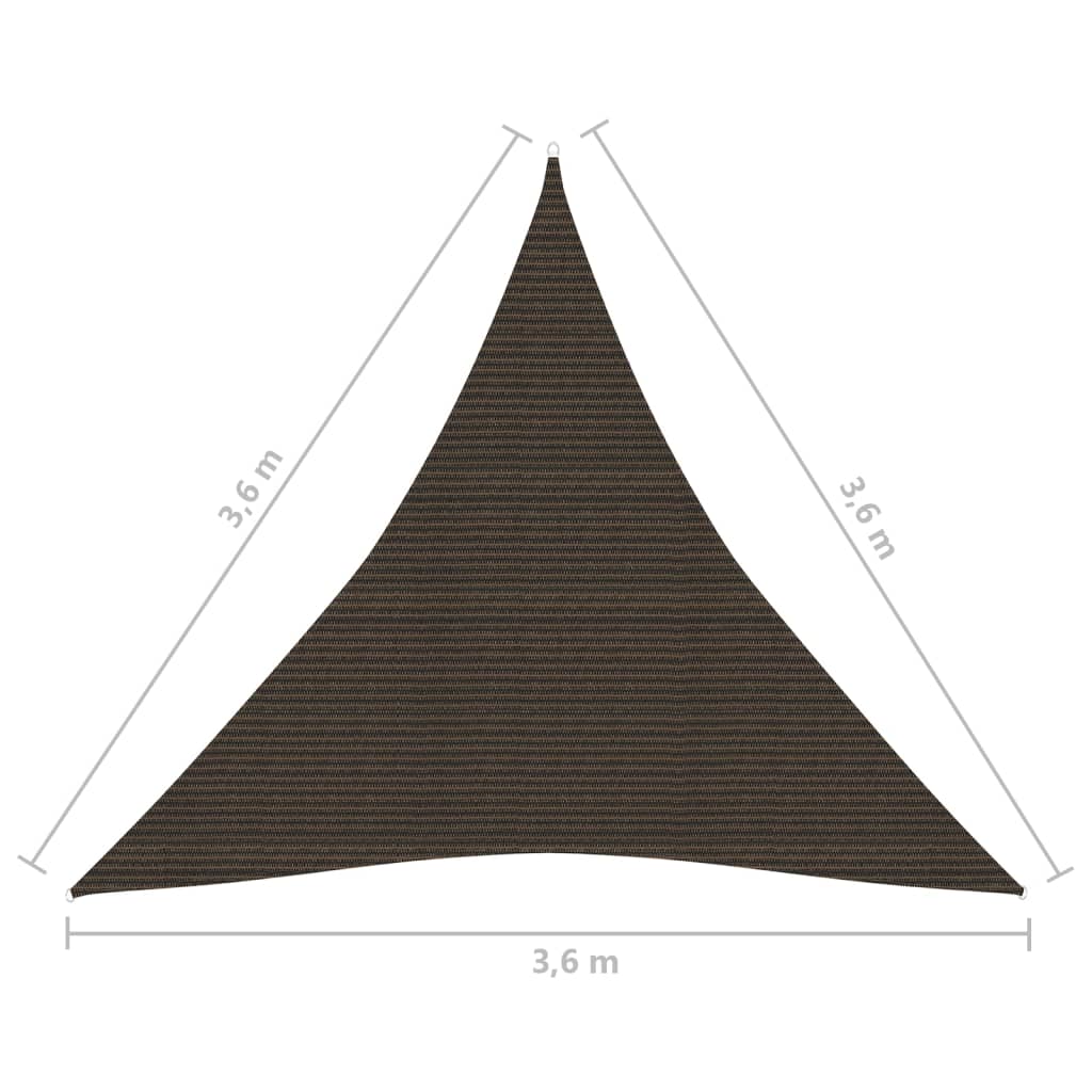 Zonnezeil 160 g/m² 3,6x3,6x3,6 m HDPE bruin