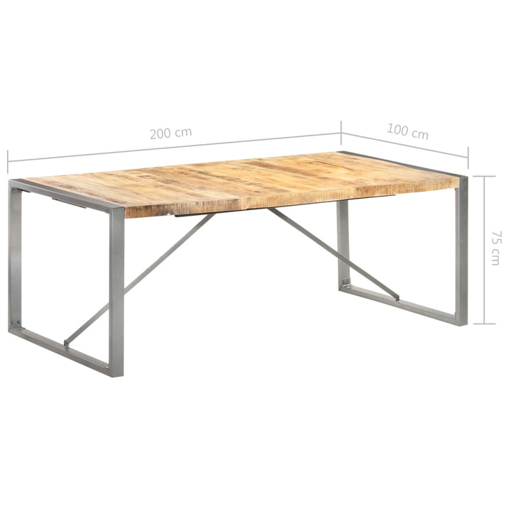 Eettafel 200x100x75 cm massief ruw mangohout