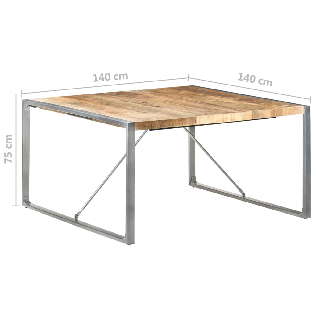 Eettafel 140x140x75 cm ruw mangohout