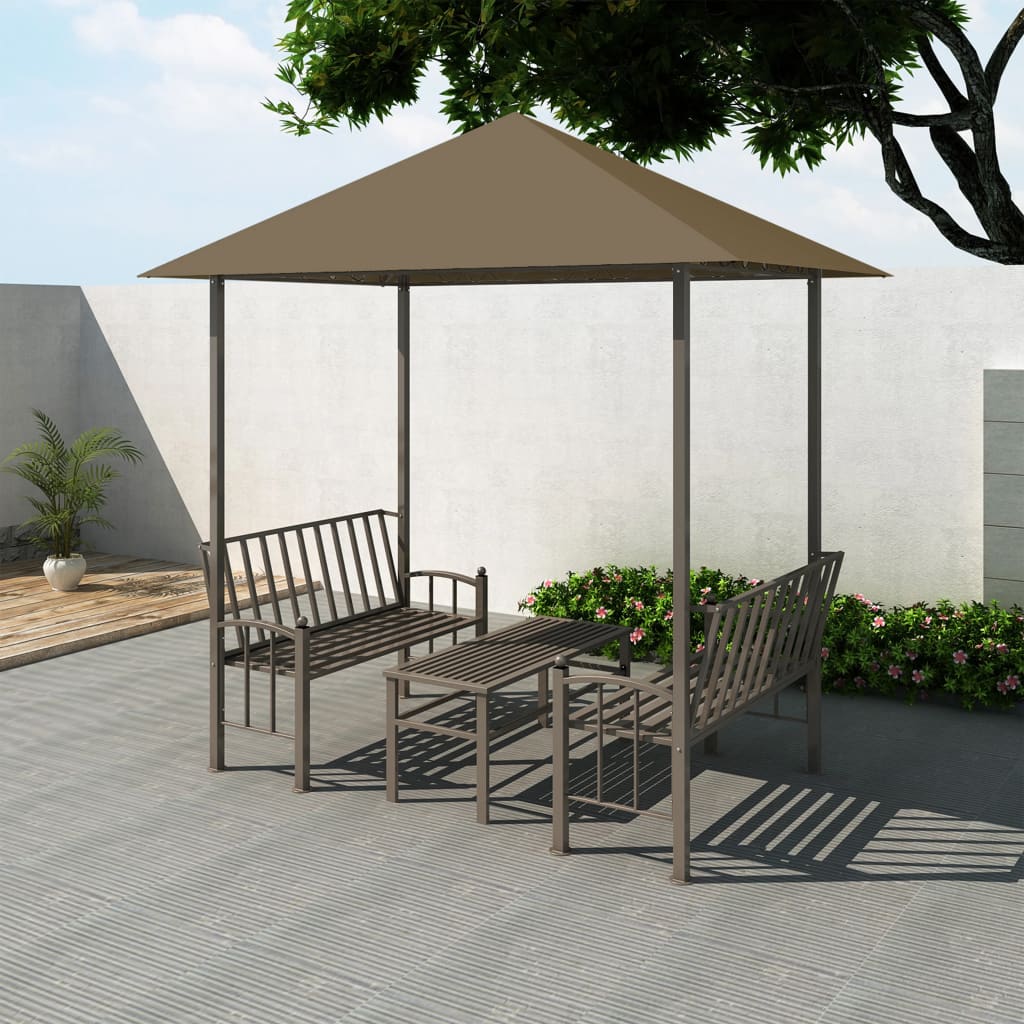Tuinpaviljoen met tafel en bankjes 180 g/m² 2,5x1,5x2,4 m taupe