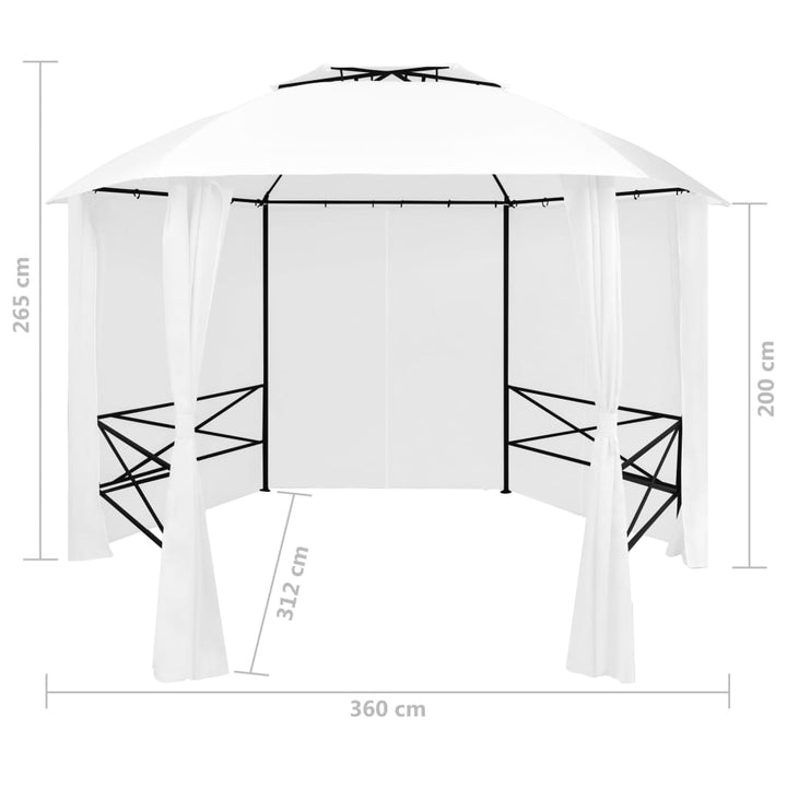 Tuinpaviljoen met gordijnen 180 g/m² 360x312x265 cm wit