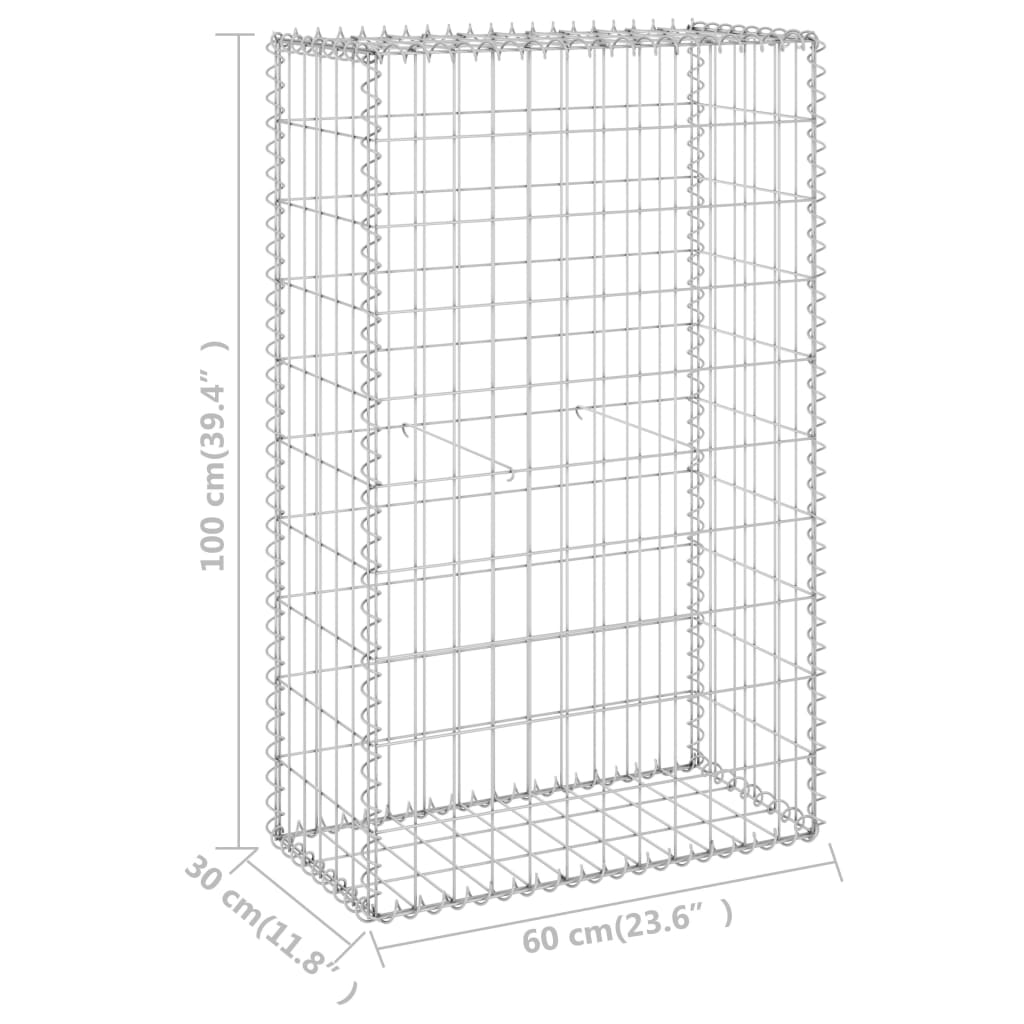 Schanskorfmuur met deksels 60x30x100 cm gegalvaniseerd staal