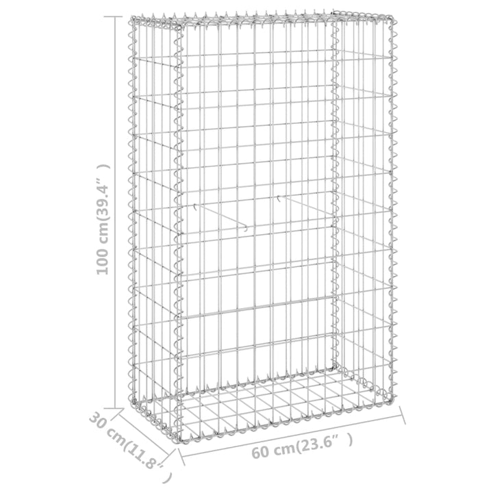 Schanskorfmuur met deksels 60x30x100 cm gegalvaniseerd staal