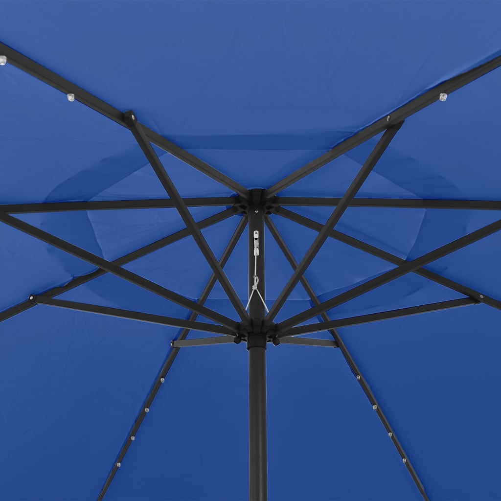 Parasol met LED-verlichting en metalen paal 400 cm azuurblauw
