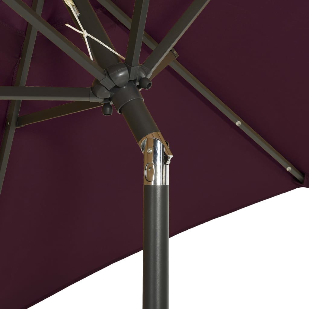 Parasol met LED-verlichting 200x211 cm aluminium bordeauxrood