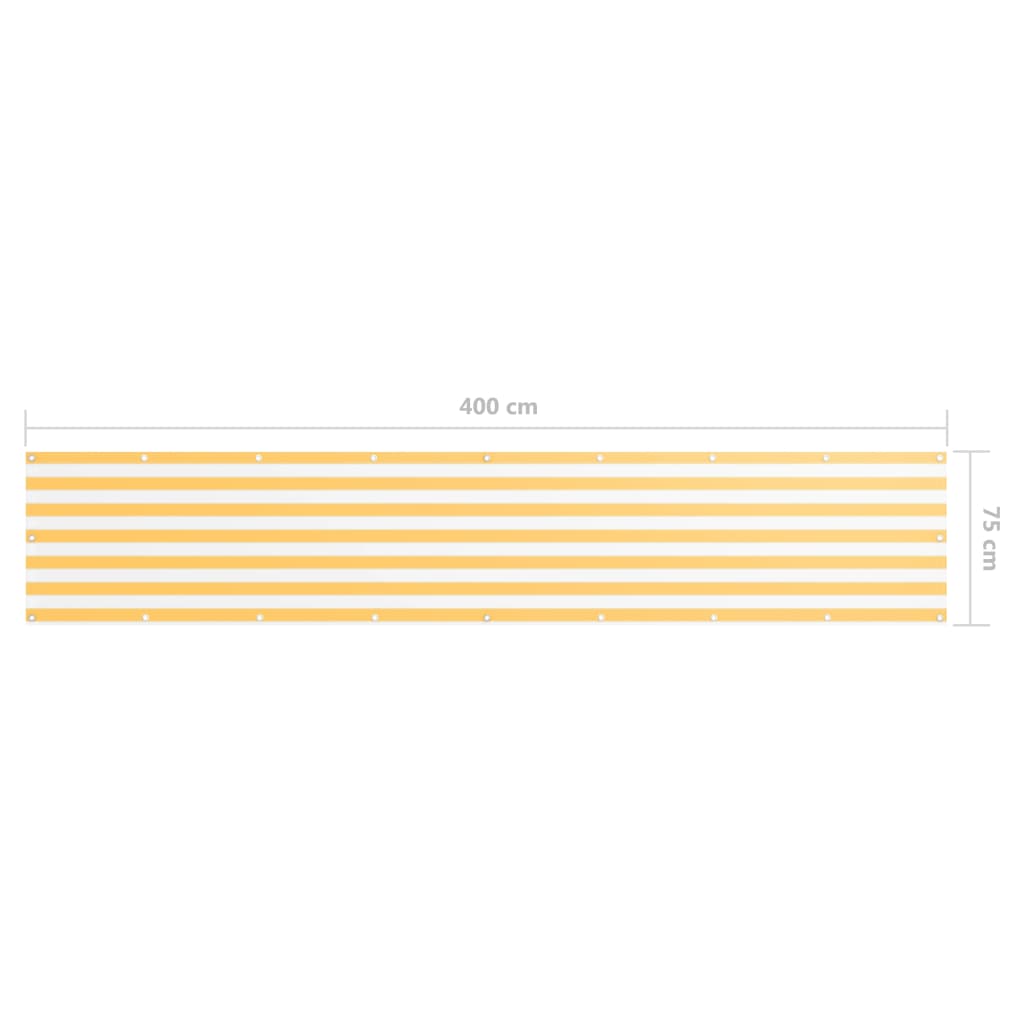Balkonscherm 75x400 cm oxford stof wit en geel