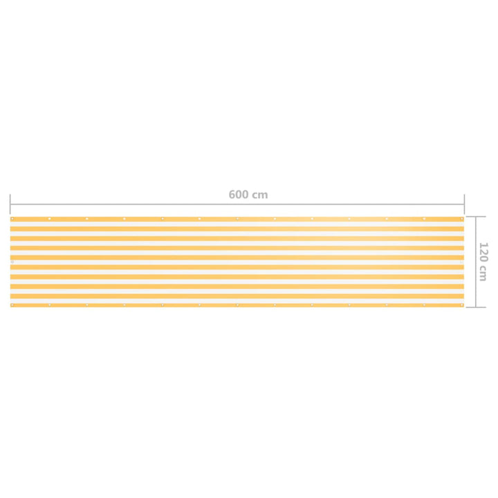 Balkonscherm 120x600 cm oxford stof wit en geel