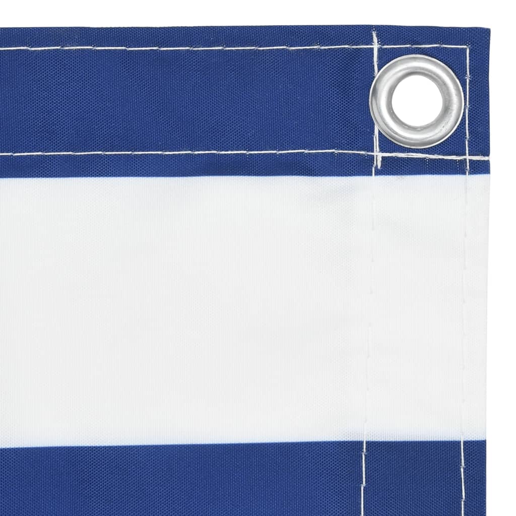 Balkonscherm 75x500 cm oxford stof wit en blauw