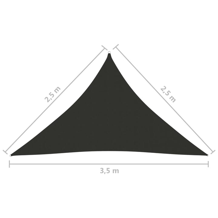 Zonnescherm driehoekig 2,5x2,5x3,5 m oxford stof antracietkleurig