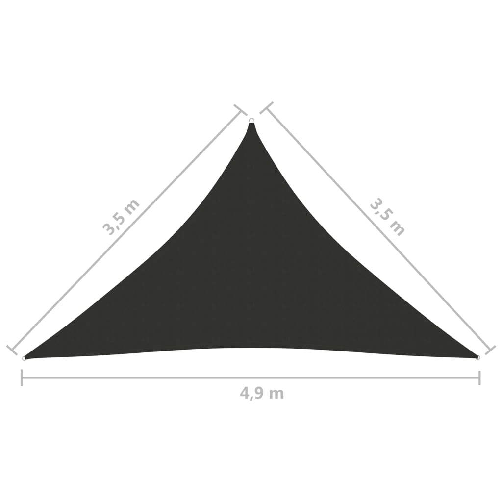 Zonnescherm driehoekig 3,5x3,5x4,9 m oxford stof antracietkleur