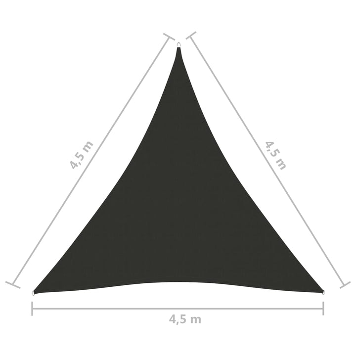 Zonnescherm driehoekig 4,5x4,5x4,5 m oxford stof antracietkleurig