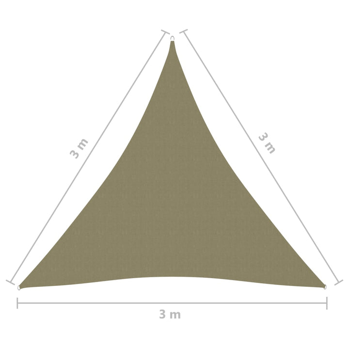Zonnescherm driehoekig 3x3x3 m oxford stof beige