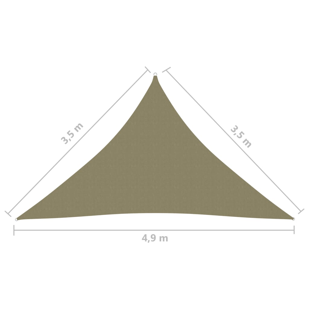 Zonnescherm driehoekig 3,5x3,5x4,9 m oxford stof beige