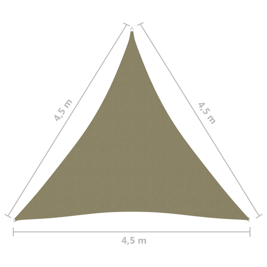 Zonnescherm driehoekig 4,5x4,5x4,5 m oxford stof beige