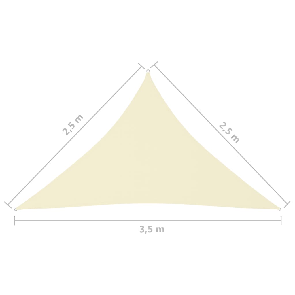 Zonnescherm driehoekig 2,5x2,5x3,5 m oxford stof crèmekleurig