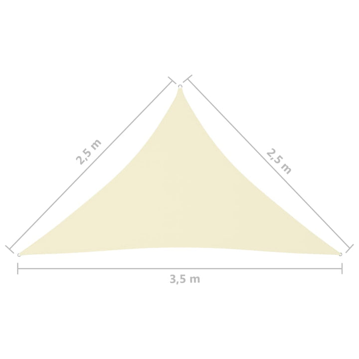 Zonnescherm driehoekig 2,5x2,5x3,5 m oxford stof crèmekleurig