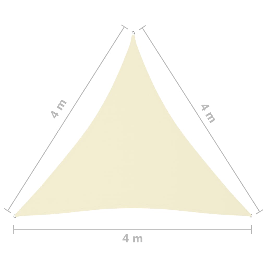 Zonnescherm driehoekig 4x4x4 m oxford stof crèmekleurig