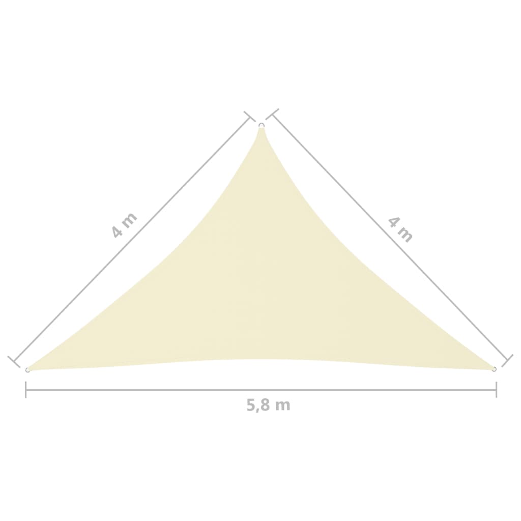 Zonnescherm driehoekig 4x4x5,8 m oxford stof crèmekleurig