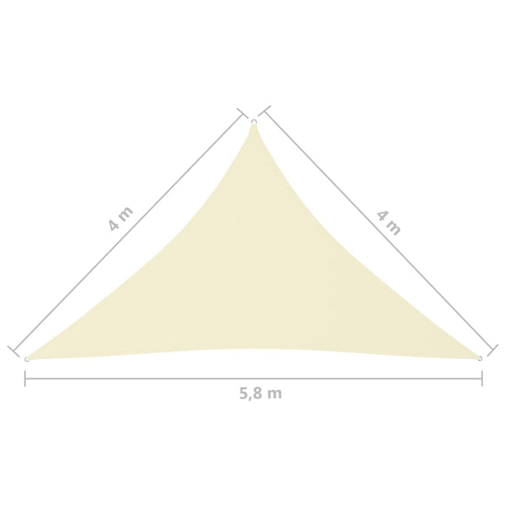 Zonnescherm driehoekig 4x4x5,8 m oxford stof crèmekleurig