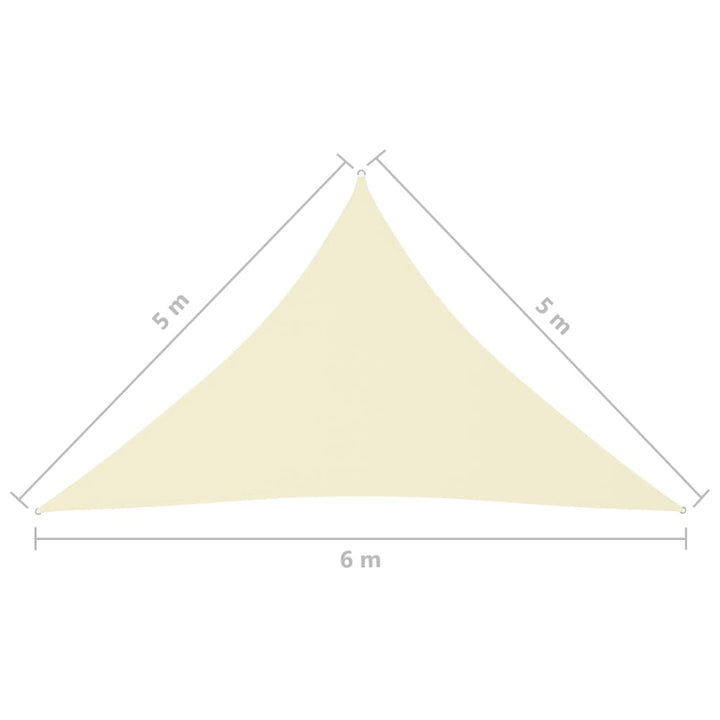 Zonnescherm driehoekig 5x5x6 m oxford stof crèmekleurig