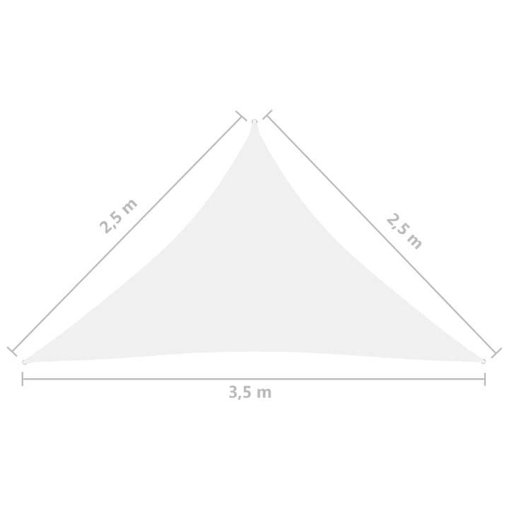 Zonnescherm driehoekig 2,5x2,5x3,5 m oxford stof wit