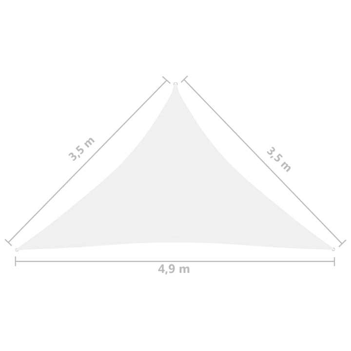 Zonnescherm driehoekig 3,5x3,5x4,9 m oxford stof wit