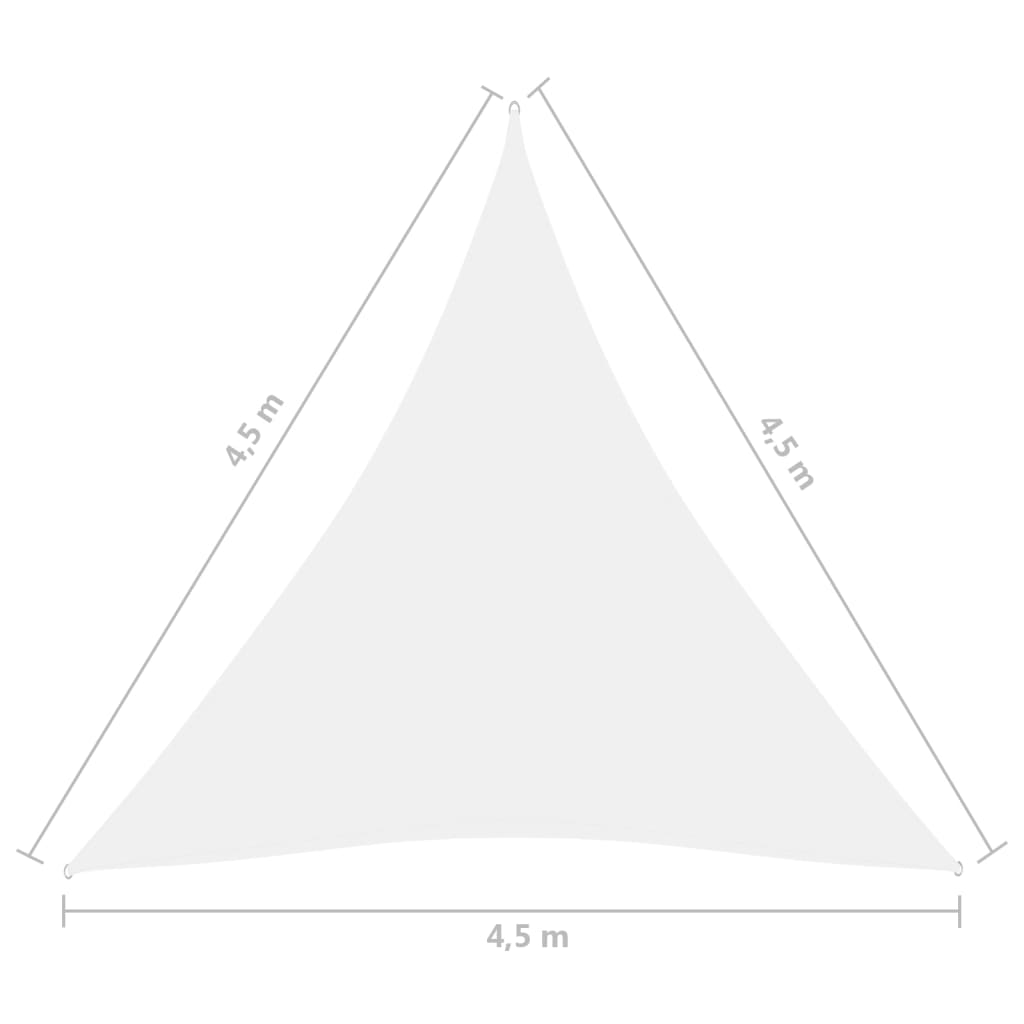 Zonnescherm driehoekig 4,5x4,5x4,5 m oxford stof wit