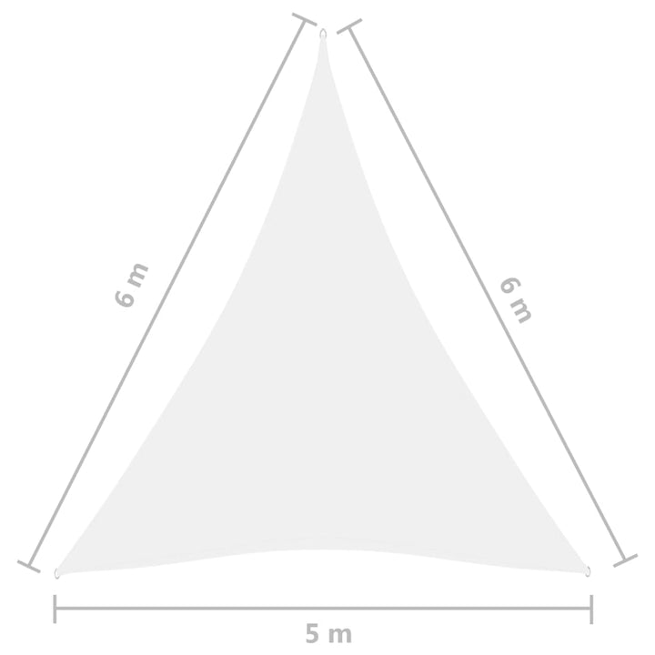 Zonnescherm driehoekig 5x6x6 m oxford stof wit