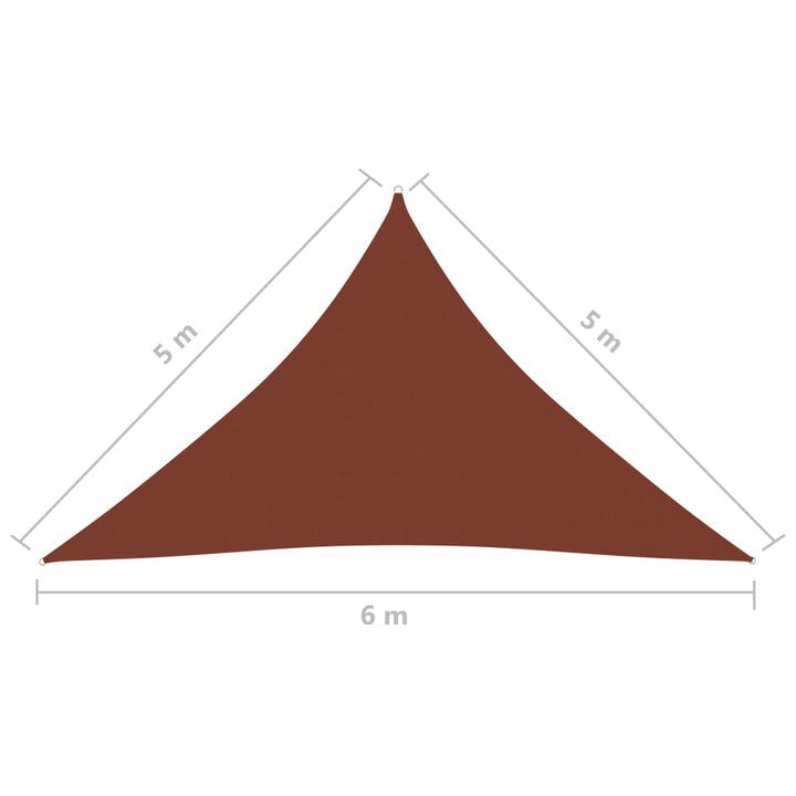 Zonnescherm driehoekig 5x5x6 m oxford stof terracottakleurig