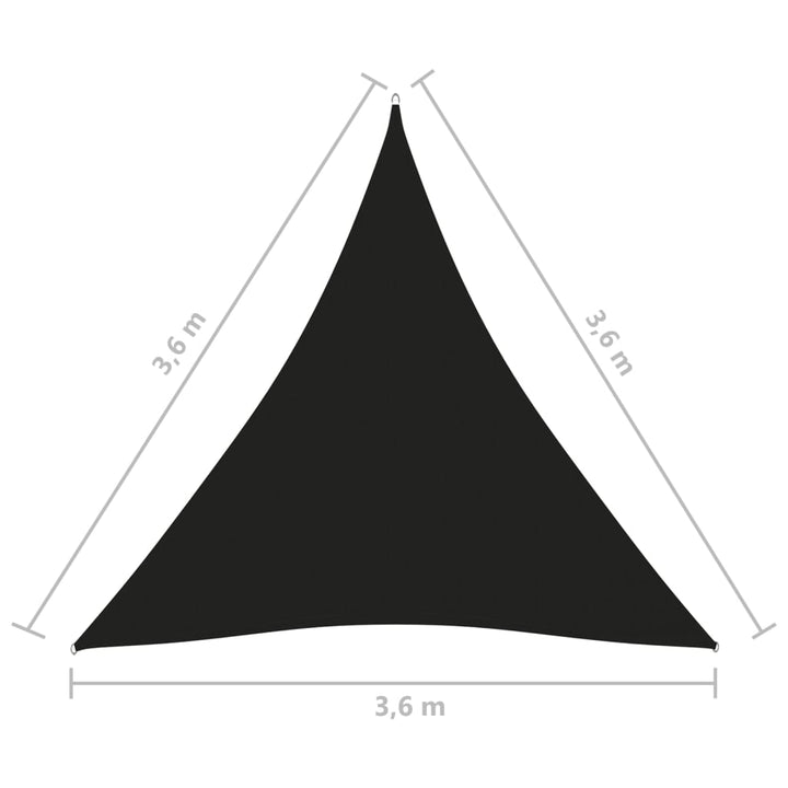 Zonnescherm driehoekig 3,6x3,6x3,6 m oxford stof zwart