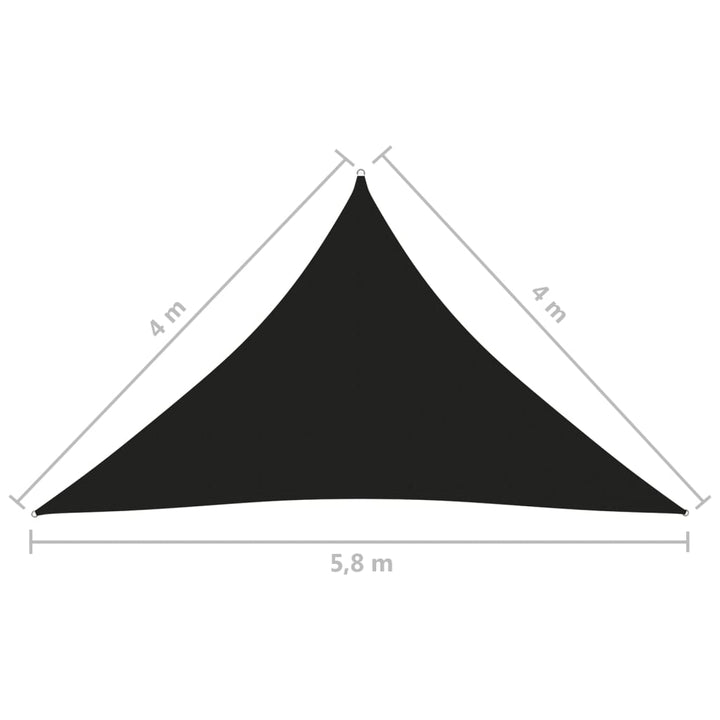 Zonnescherm driehoekig 4x4x5,8 m oxford stof zwart