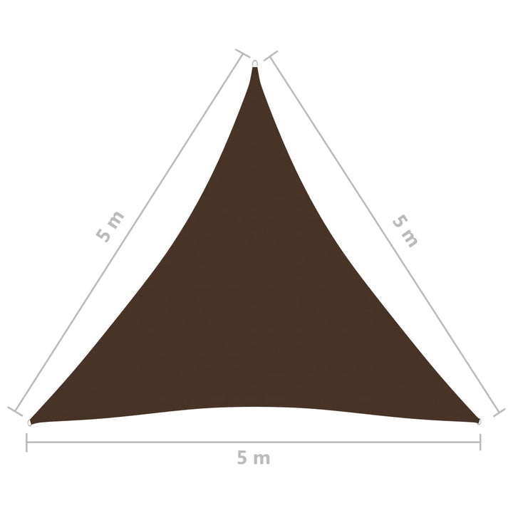 Zonnescherm driehoekig 5x5x5 m oxford stof bruin