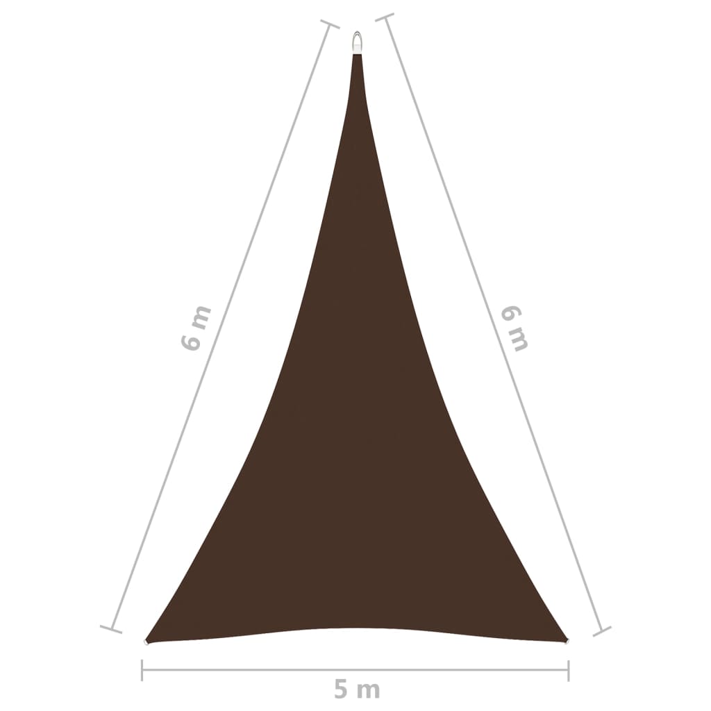 Zonnescherm driehoekig 5x6x6 m oxford stof bruin