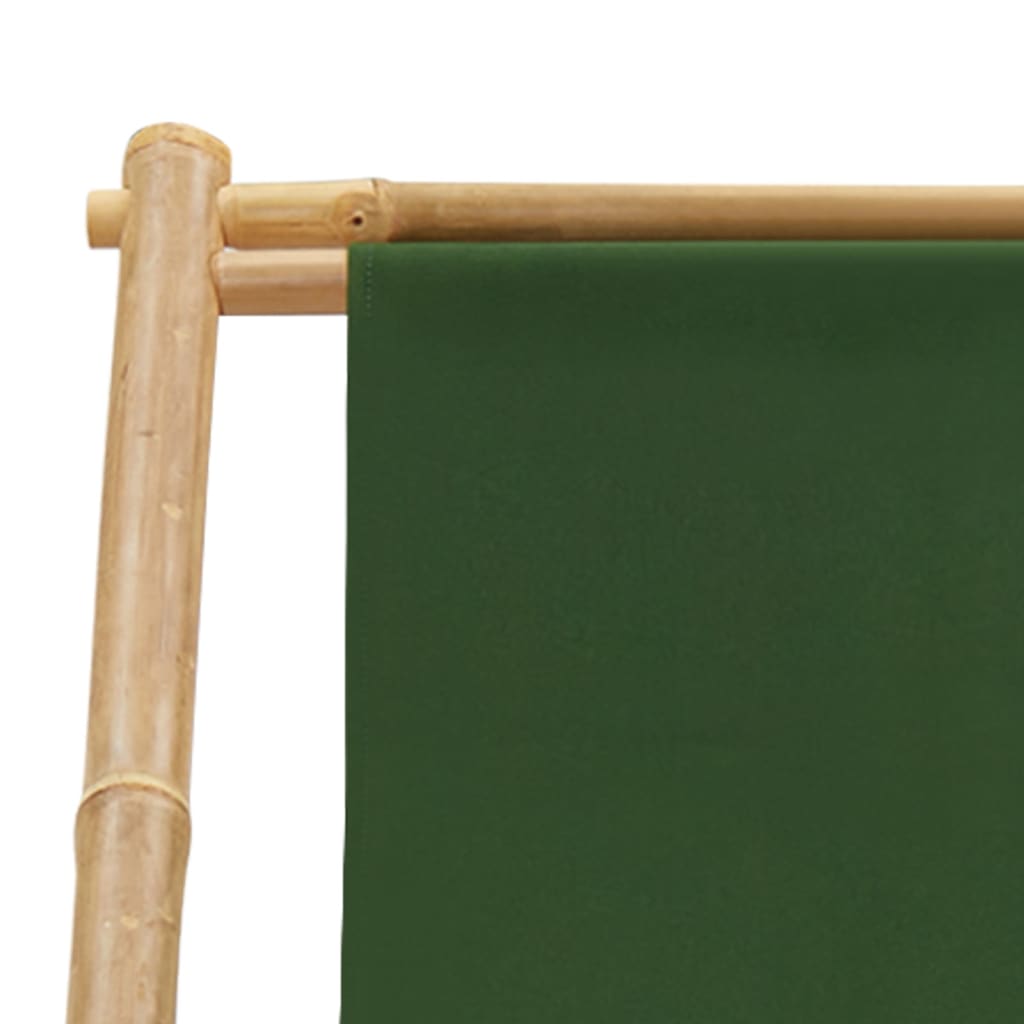 Ligstoel bamboe en canvas groen