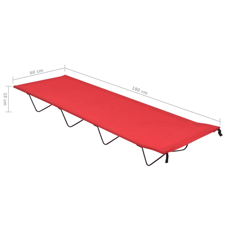 Campingbed 180x60x19 cm oxford stof en staal rood
