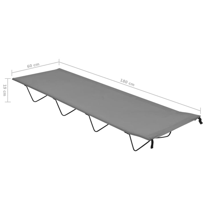 Campingbed 180x60x19 cm oxford stof en staal grijs