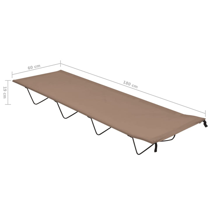 Campingbed 180x60x19 cm oxford stof en staal taupe