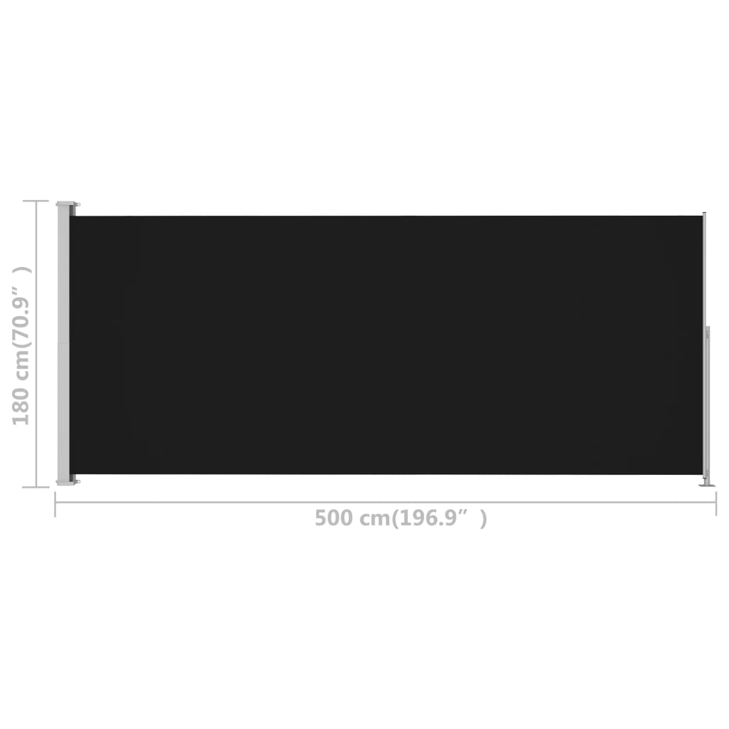 Tuinscherm uittrekbaar 180x500 cm zwart