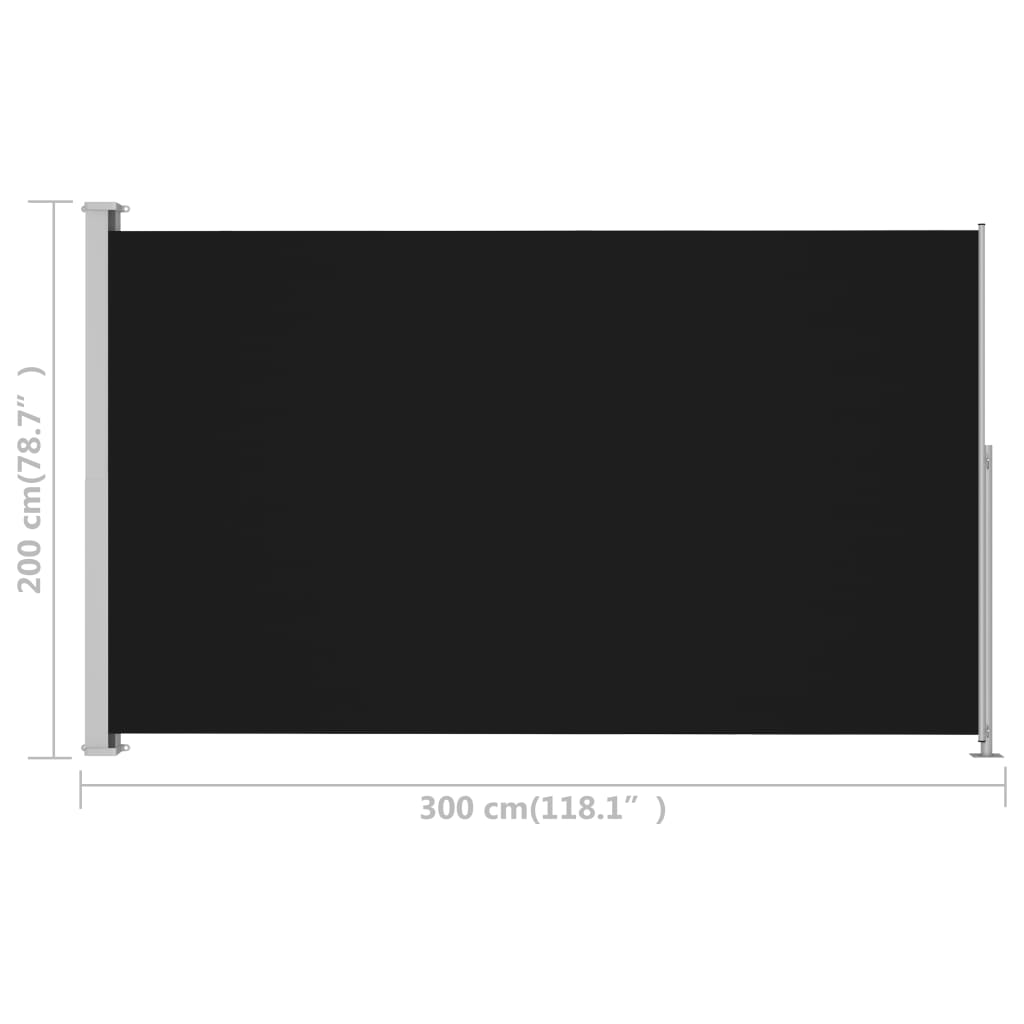 Tuinscherm uittrekbaar 200x300 cm zwart
