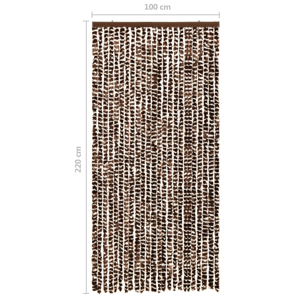 Vliegengordijn 100x220 cm chenille bruin en wit